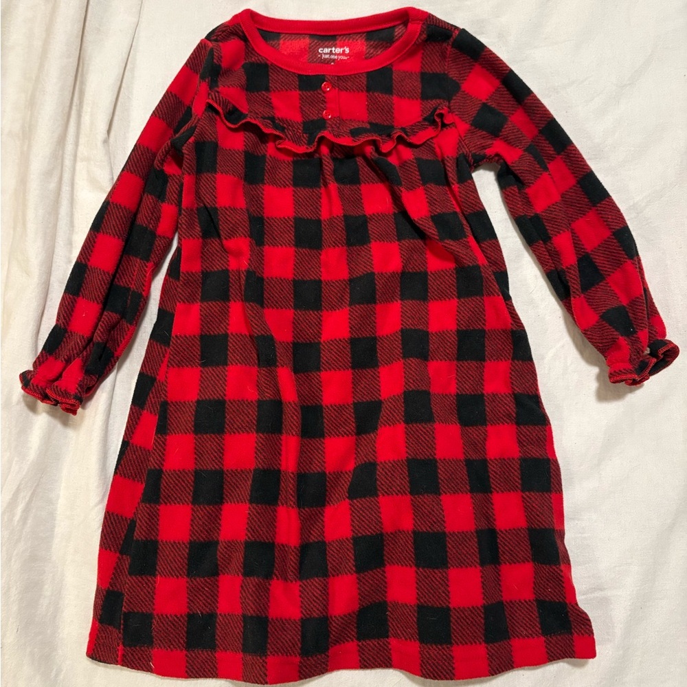 Carter's Red and Black Plaid Kids Nightgown
